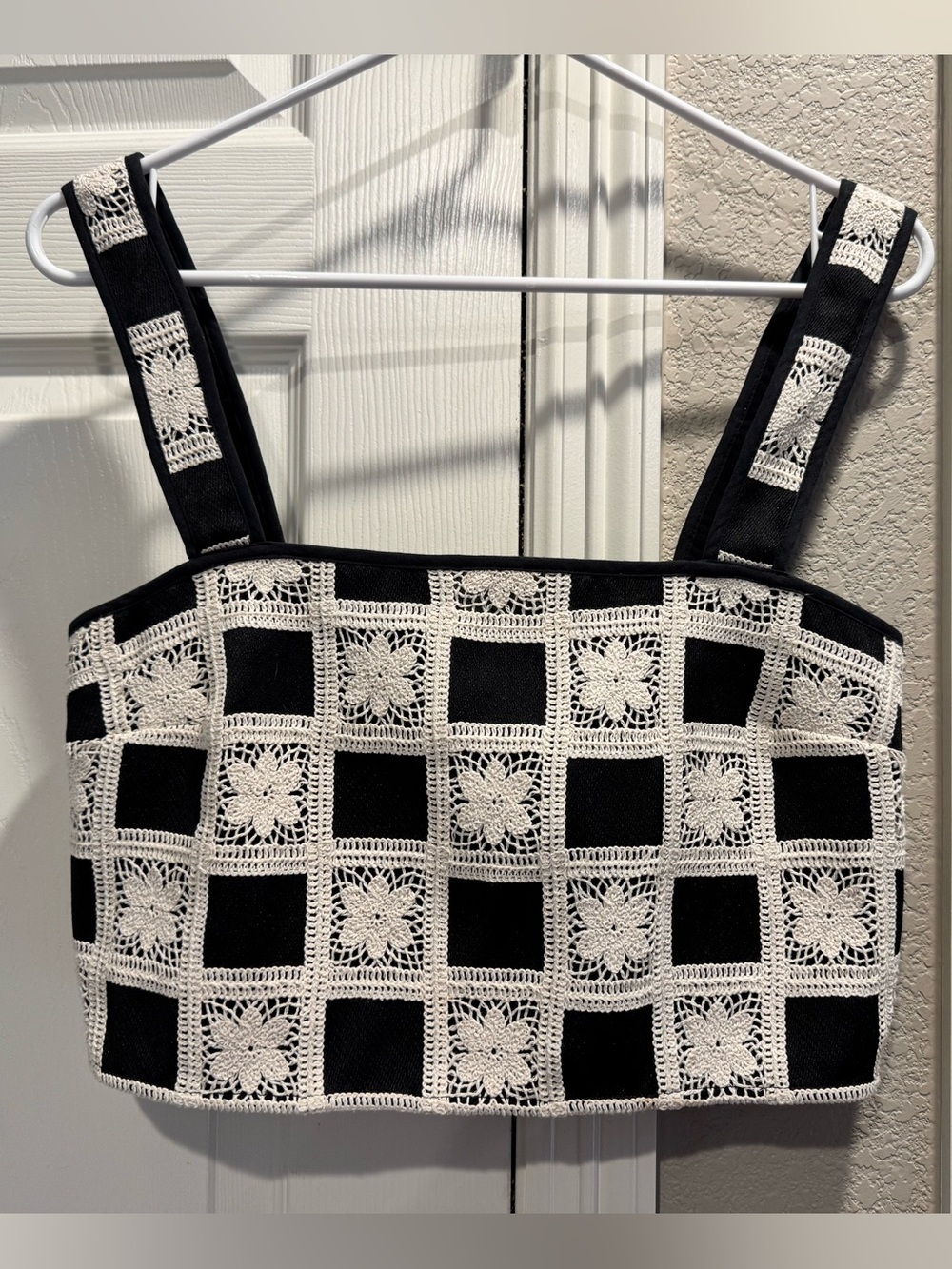 Tularosa Black Crochet Square Crop Top - Picture 2 of 5